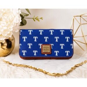 Dooney & Bourke Texas Rangers MLB Blue Leather Continental Clutch Wallet T Logo